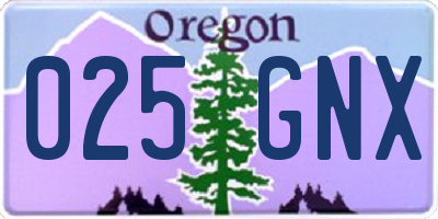 OR license plate 025GNX