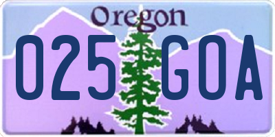 OR license plate 025GOA