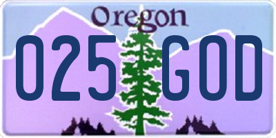 OR license plate 025GOD
