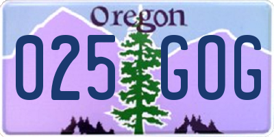 OR license plate 025GOG
