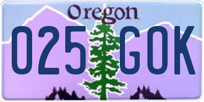 OR license plate 025GOK