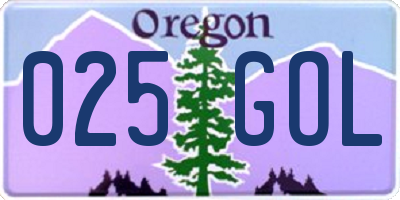 OR license plate 025GOL