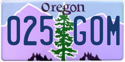 OR license plate 025GOM