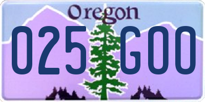 OR license plate 025GOO