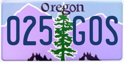 OR license plate 025GOS