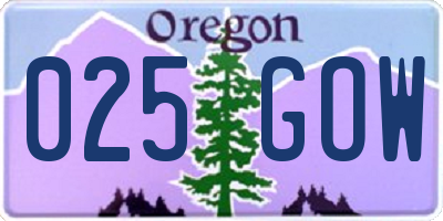 OR license plate 025GOW