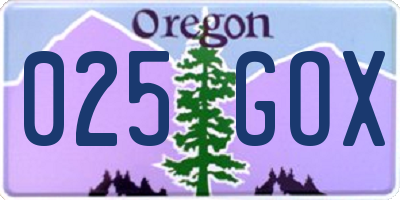 OR license plate 025GOX