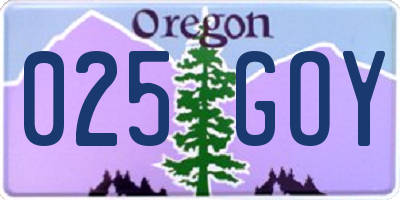 OR license plate 025GOY