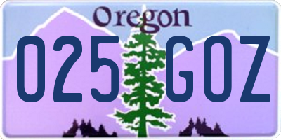 OR license plate 025GOZ