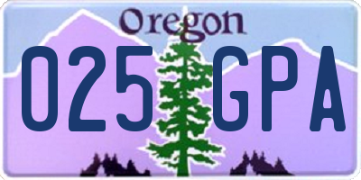 OR license plate 025GPA
