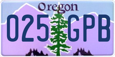OR license plate 025GPB