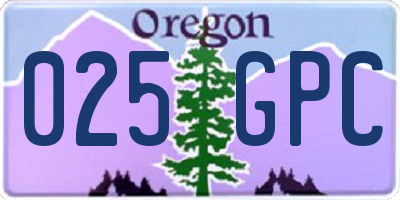 OR license plate 025GPC