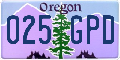 OR license plate 025GPD