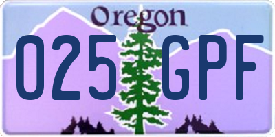 OR license plate 025GPF