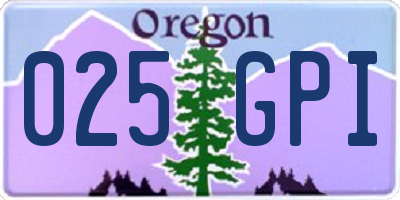 OR license plate 025GPI