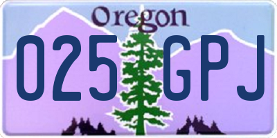 OR license plate 025GPJ