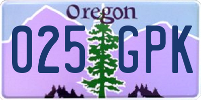 OR license plate 025GPK