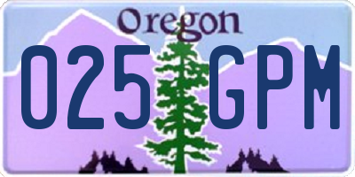 OR license plate 025GPM