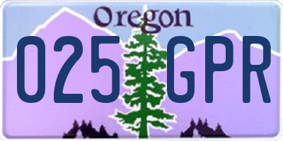 OR license plate 025GPR