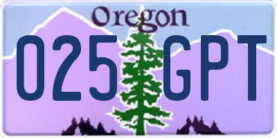 OR license plate 025GPT