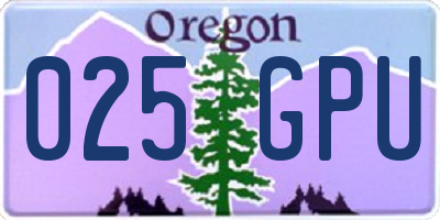 OR license plate 025GPU