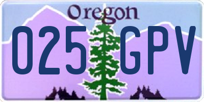 OR license plate 025GPV