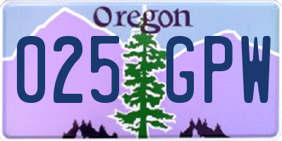 OR license plate 025GPW