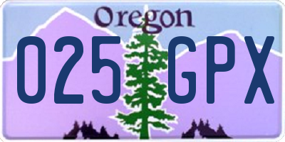 OR license plate 025GPX