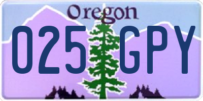 OR license plate 025GPY