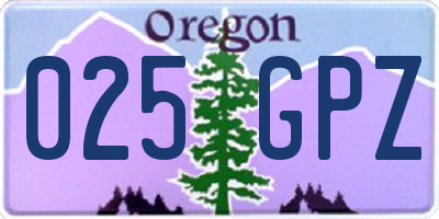 OR license plate 025GPZ