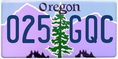 OR license plate 025GQC