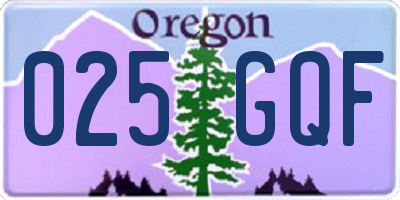 OR license plate 025GQF