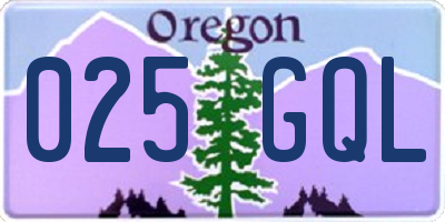 OR license plate 025GQL