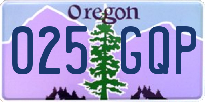 OR license plate 025GQP