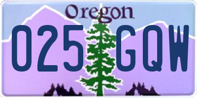 OR license plate 025GQW