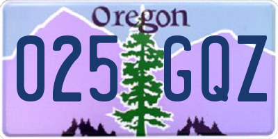 OR license plate 025GQZ