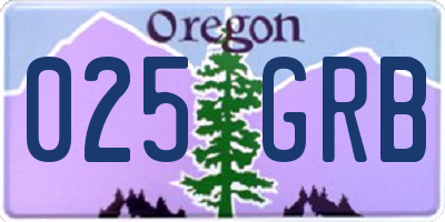 OR license plate 025GRB
