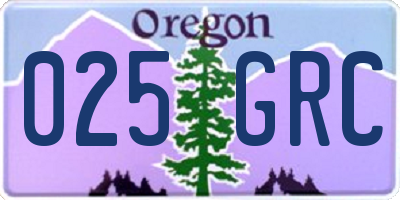 OR license plate 025GRC