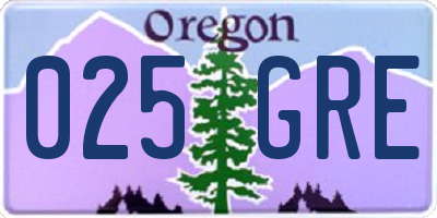 OR license plate 025GRE