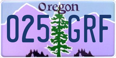 OR license plate 025GRF