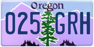 OR license plate 025GRH