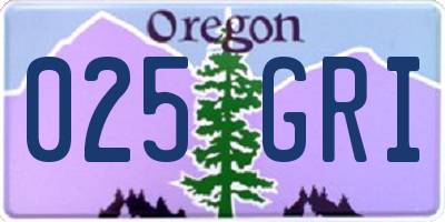 OR license plate 025GRI