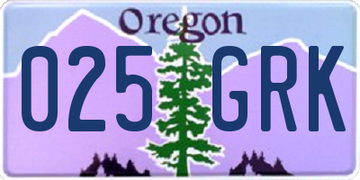 OR license plate 025GRK