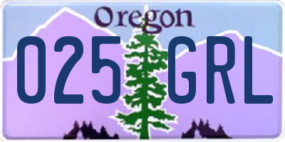 OR license plate 025GRL