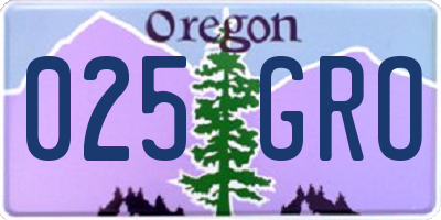 OR license plate 025GRO