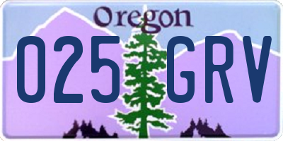 OR license plate 025GRV