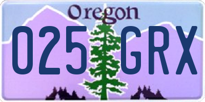 OR license plate 025GRX