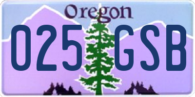 OR license plate 025GSB