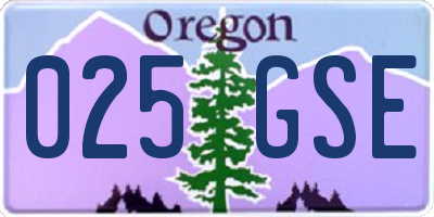 OR license plate 025GSE