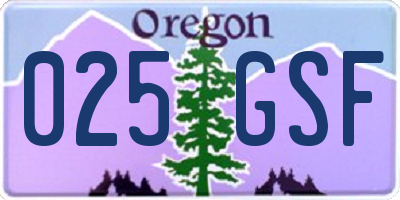 OR license plate 025GSF